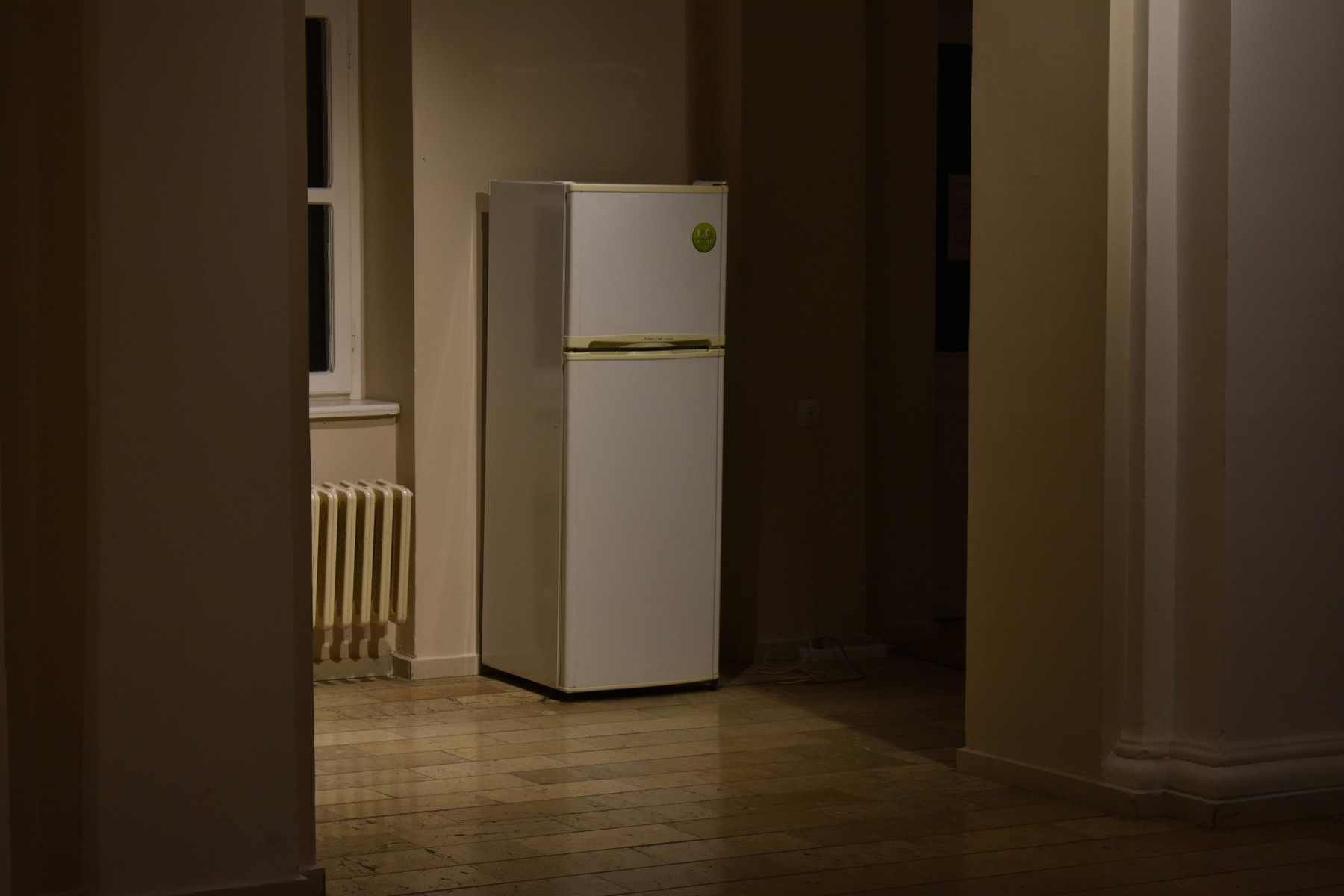 Kühlschrank in der Küche von der Seite geschlossen